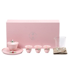 花语粉色陶瓷茶具套装 送女性伴手礼 女神节高端礼品