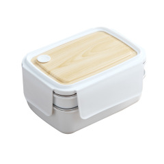 INS日式304不锈钢饭盒 便携上班族分隔餐盒 员工礼品