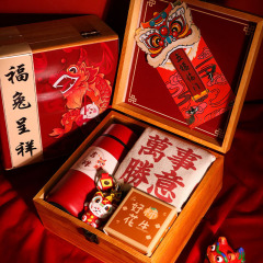 【福兔呈祥】2023兔年高档实用木盒套装 复古新年伴手礼 年会礼品