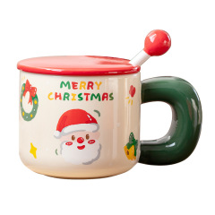 高颜值圣诞杯子带盖勺马克杯 创意陶瓷水杯礼盒 圣诞节伴手礼