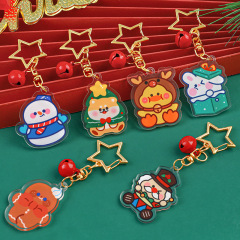 圣诞节可爱卡通雪人铃铛钥匙扣    可爱圣诞装饰挂件     圣诞节小礼品