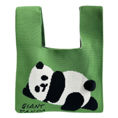 ins风大熊猫针织手提包    创意端午熊猫针织袋     端午礼品推荐