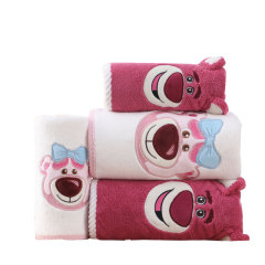 草莓熊珊瑚绒毛巾套装 毛巾+浴巾两件套 实用福利礼品