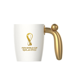 【转动金球杯】FIFA 2022年卡塔尔世界杯授权马克杯 旋转足球陶瓷杯 有纪念意义的礼品