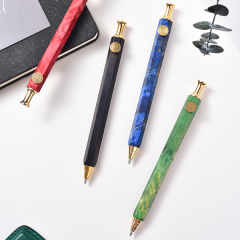 【心定事成】炫彩斑斓木钢笔 独特六角截面定心笔 商务礼品