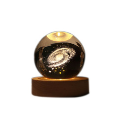 太阳系宇宙星系灯 水晶内雕球摆件装饰品 创意夜灯礼品