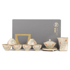 汝窑盖碗茶具礼盒 可养开片高档茶具套装 中式商务礼品