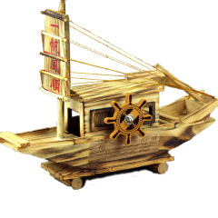 一帆风顺木质音乐帆船 创意八音盒桌面摆件 工艺小礼品